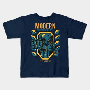 Modern Fighter in the city Kids T-Shirt